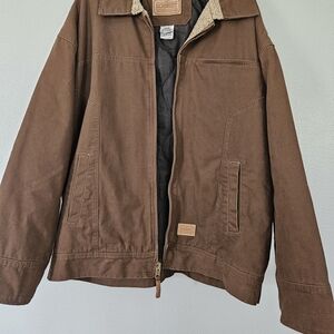 CE Schmidt Jacket Mens 2XL CanvasFull Zip Work Wear. Brown